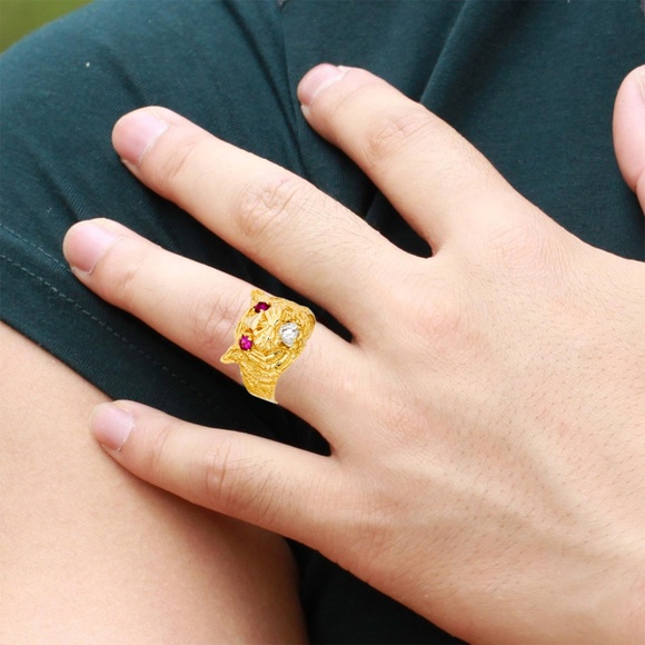 14K Yellow Gold CZ Men's Ring